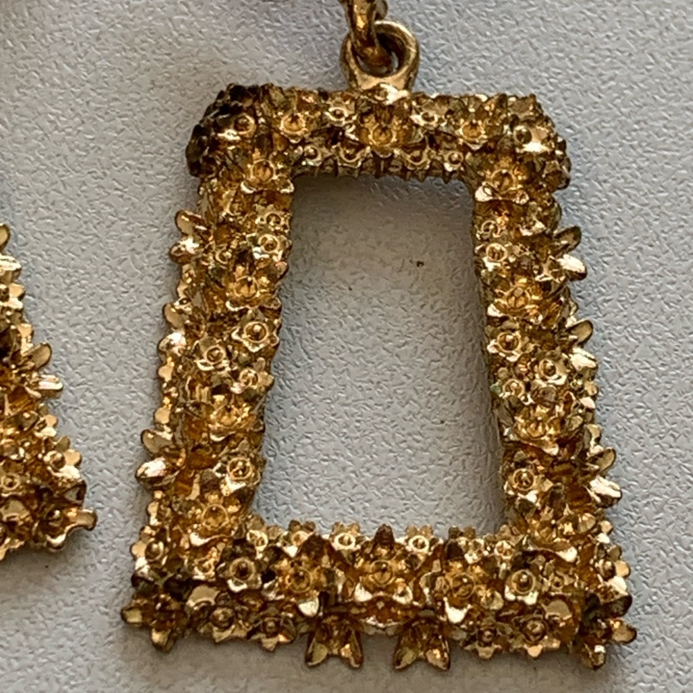 Large Gold Nugget Textured Statement Earrings Vin… - image 6